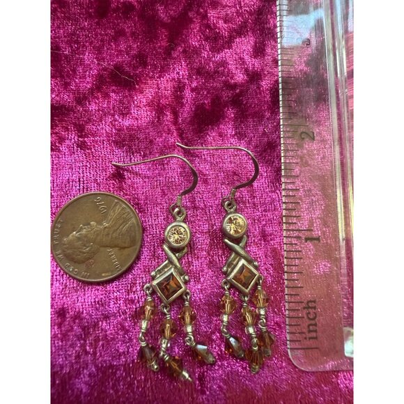 Dainty Sterling Silver Necklace & Earrings Set Glass? Beads 16 Inches - Picture 3 of 6